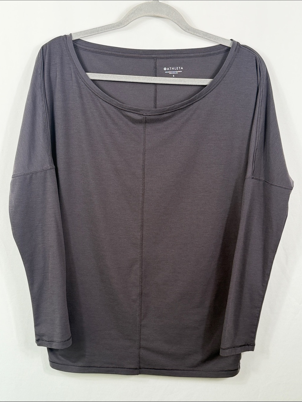 Athleta Off the Shoulder Boat Neck Top in Charcoal Gray. Womens Size S. Soft!